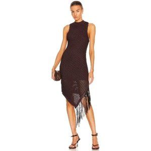 Jonathan Simkhai Black Knit Fringe Midi Dress